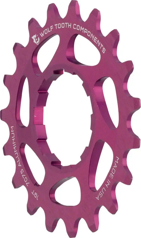 Wolf Tooth Single Speed Aluminum Cog – 19t, Compatible with 3/32″ Chains, Purple