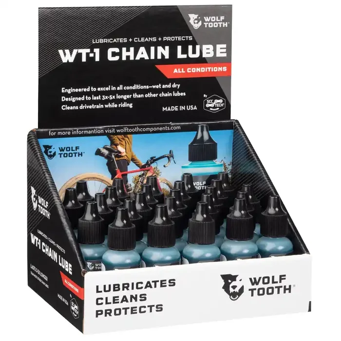 Wolf Tooth WT-1 Chain Lube – 0.5 oz Bottle of Premium Bike Lubricant, Case of 25
