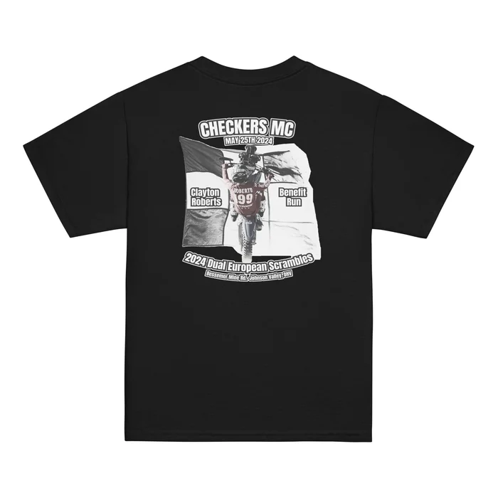 Youth Checkers MC 2024 Dual Euro Event Youth Shirt – Clayton Roberts Benefit Run